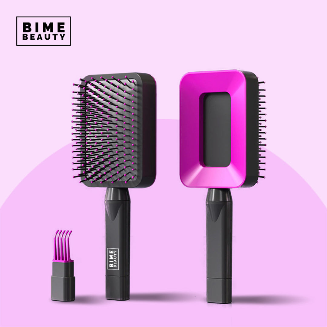 3D Self-cleaning Deluxe Rectangular Hair Brush Rose Red Hair Combs by BimeBeauty | Fleurcouture