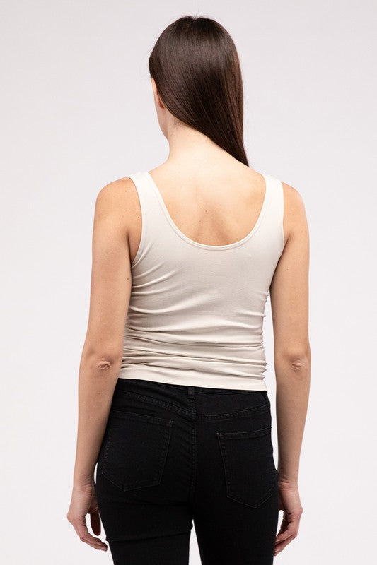 Front &amp; Back 2-Way V-Neck Seamless Tank