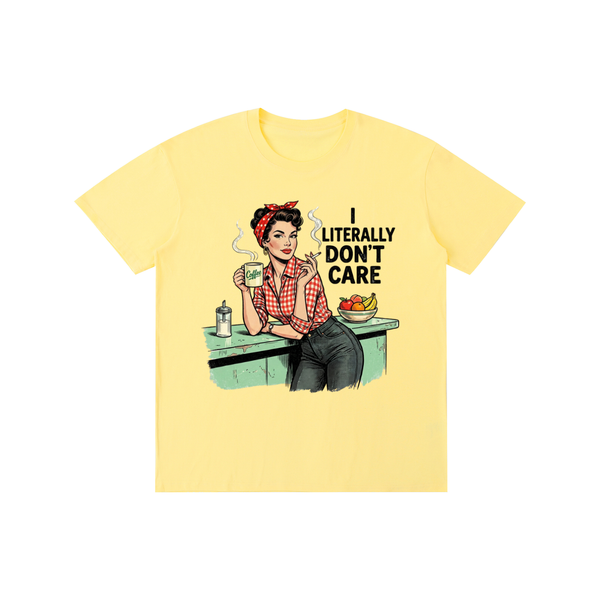 Iliterallydontcare,funny,sarcastic,retro,1950s,tee,tshirt