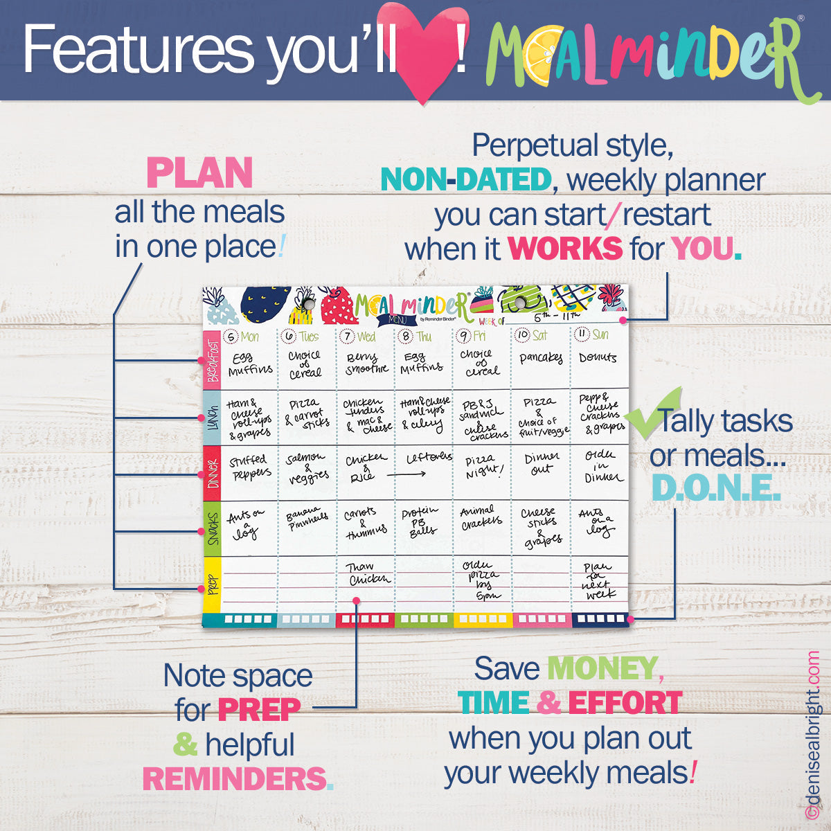 52-Week Meal Minder® Weekly Menu Planner Pad Pads by DAS | Fleurcouture