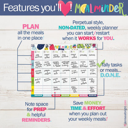 52-Week Meal Minder® Weekly Menu Planner Pad Pads by DAS | Fleurcouture