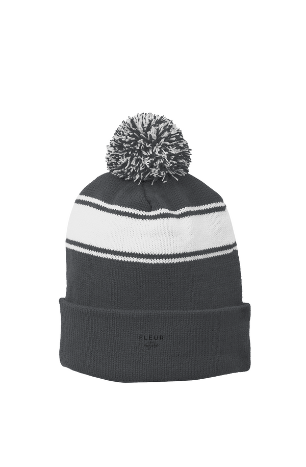 Stripe Pom Beanie