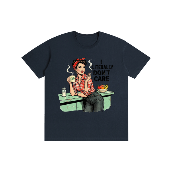 Iliterallydontcare,funny,sarcastic,retro,1950s,tee,tshirt