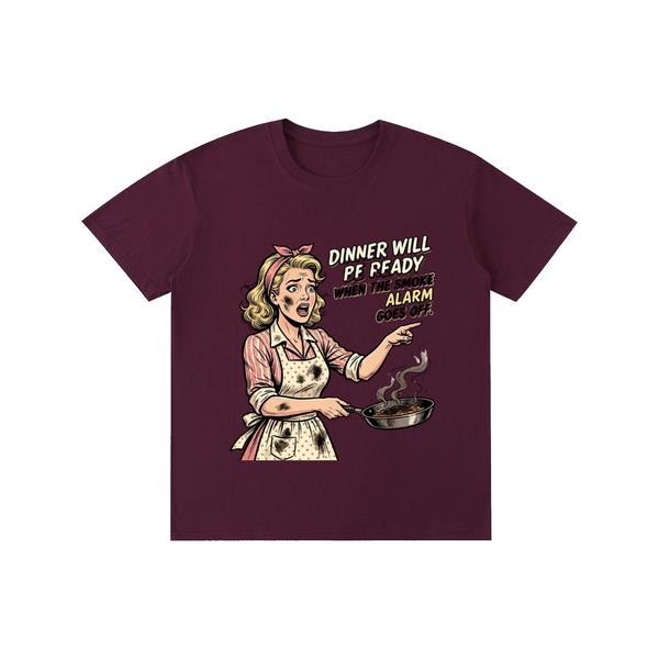 Dinnerwillbereadywhenthesmokealarmgoesoff,retro,1950s,funny,sarcastic,tee,tshirt