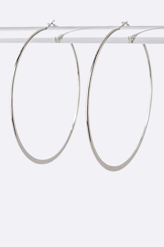 75 MM Classic Hoop Earrings Rhodium O/S by LA Jewelry Plaza | Fleurcouture