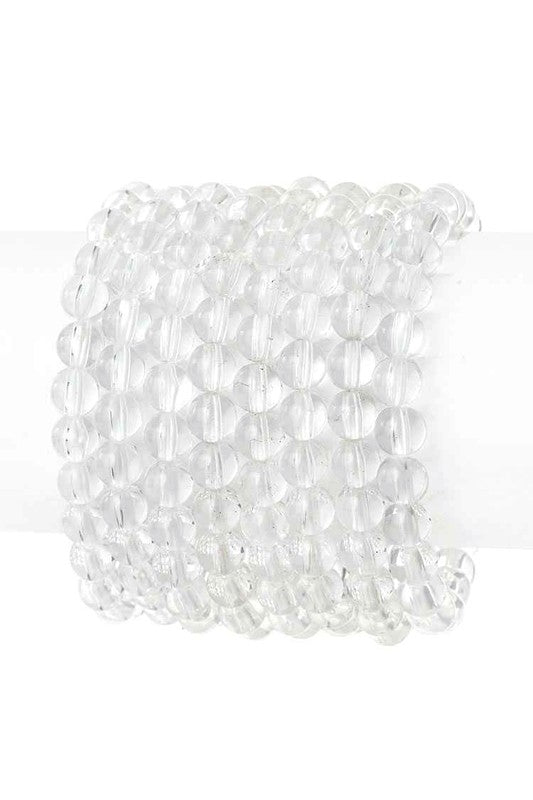 8 Strands Stretch Pearls Bracelet Set Clear 1 by LA Jewelry Plaza | Fleurcouture