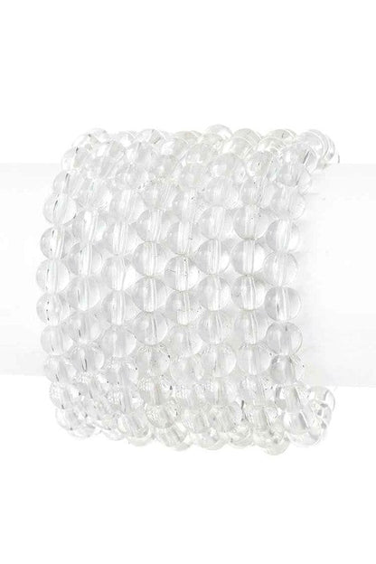 8 Strands Stretch Pearls Bracelet Set Clear 1 by LA Jewelry Plaza | Fleurcouture