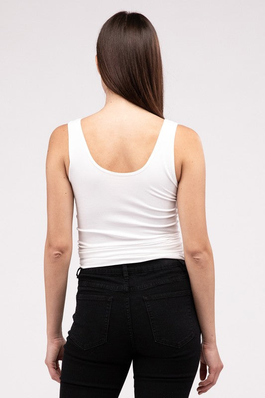 Front &amp; Back 2-Way V-Neck Seamless Tank