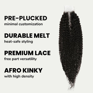 Afro Kinky 2x6 Transparent Lace Human Hair Closure