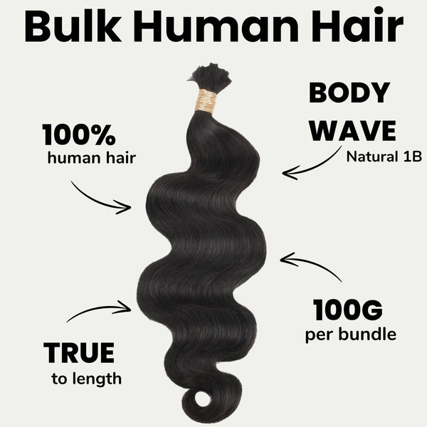 Body Wave Bulk 100% Human Braiding Hair