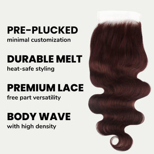 Burgundy Body Wave 5x5 HD Lace Human Hair Closure