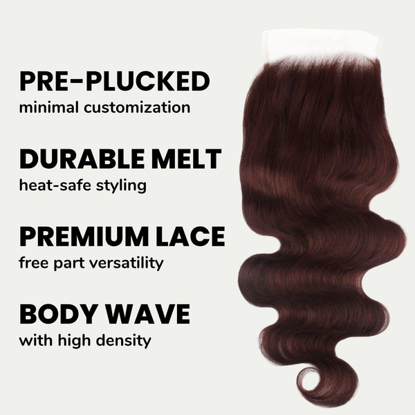 Burgundy Body Wave 5x5 HD Lace Human Hair Closure