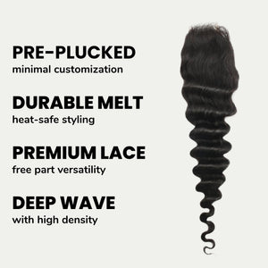 Deep Wave 2x6 HD Lace Human Hair Closure