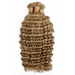 Honey Blonde Deep Wave 27 Bulk 100% Human Braiding Hair