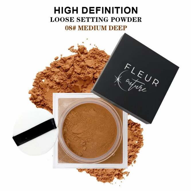 Fleur Couture Medium Deep Loose Setting Powder – Seamless Finish for Tan to Deep Skin
