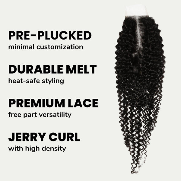 Jerry Curl 2x6 Transparent Lace Human Hair Closure