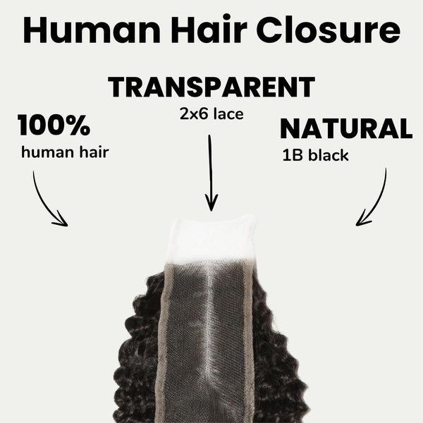 Jerry Curl 2x6 Transparent Lace Human Hair Closure