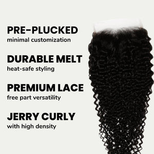 Jerry Curl 4x4 Transparent Lace Human Hair Closure