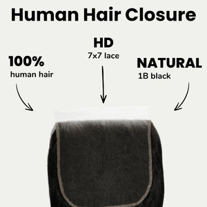 Jet Black Body Wave 7x7 HD Lace Human Hair Closure