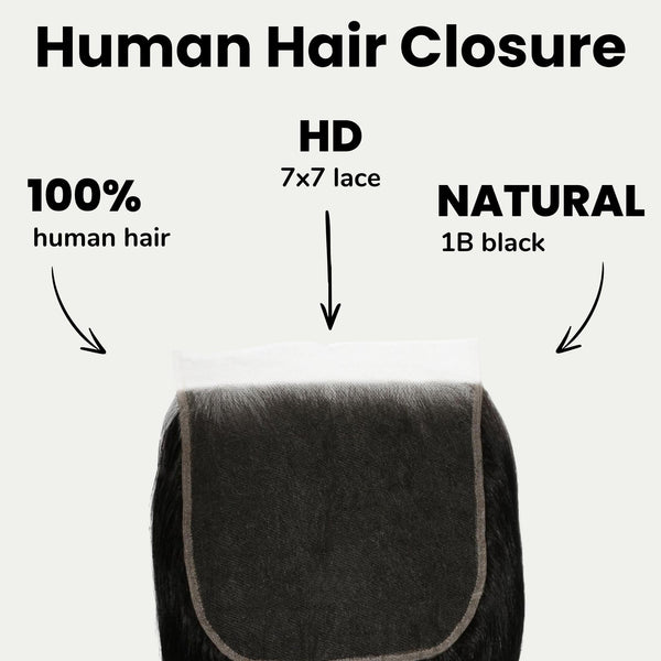 Jet Black Body Wave 7x7 HD Lace Human Hair Closure