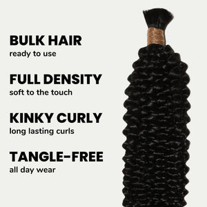 Kinky Curly Bulk 100% Human Braiding Hair