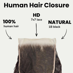 Kinky Straight 7x7 HD Lace Human Hair Closure