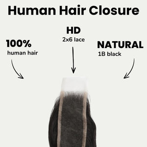 Loose Wave 2x6 HD Lace Human Hair Closure