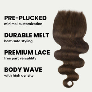 Medium Brown Body Wave 5x5 HD Lace Human Hair Closure