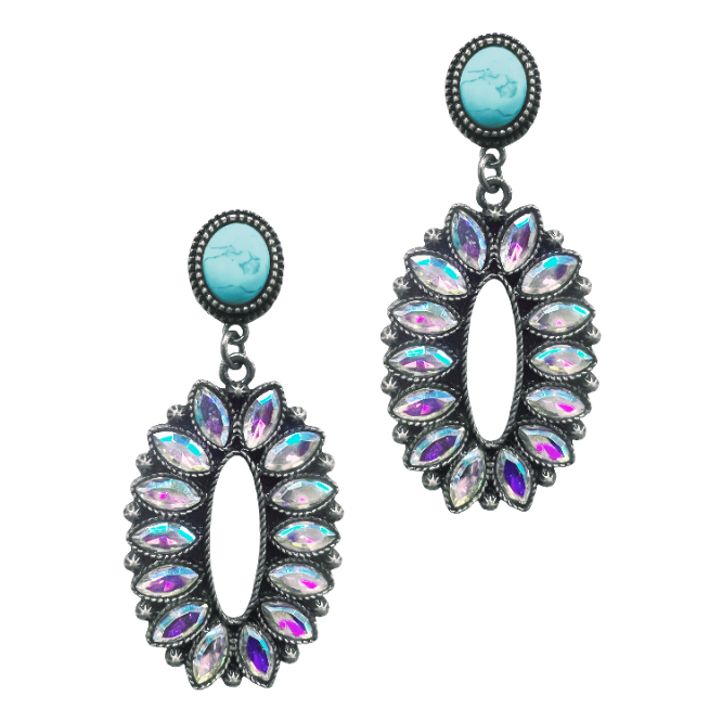 Linked To You Aurora Borealis Silver Drop Earrings