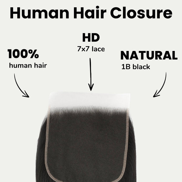 Straight 7x7 HD Lace Human Hair Closure
