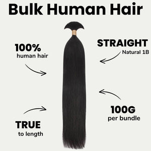Straight Bulk 100% Human Braiding Hair