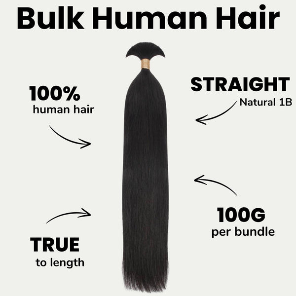 Straight Bulk 100% Human Braiding Hair