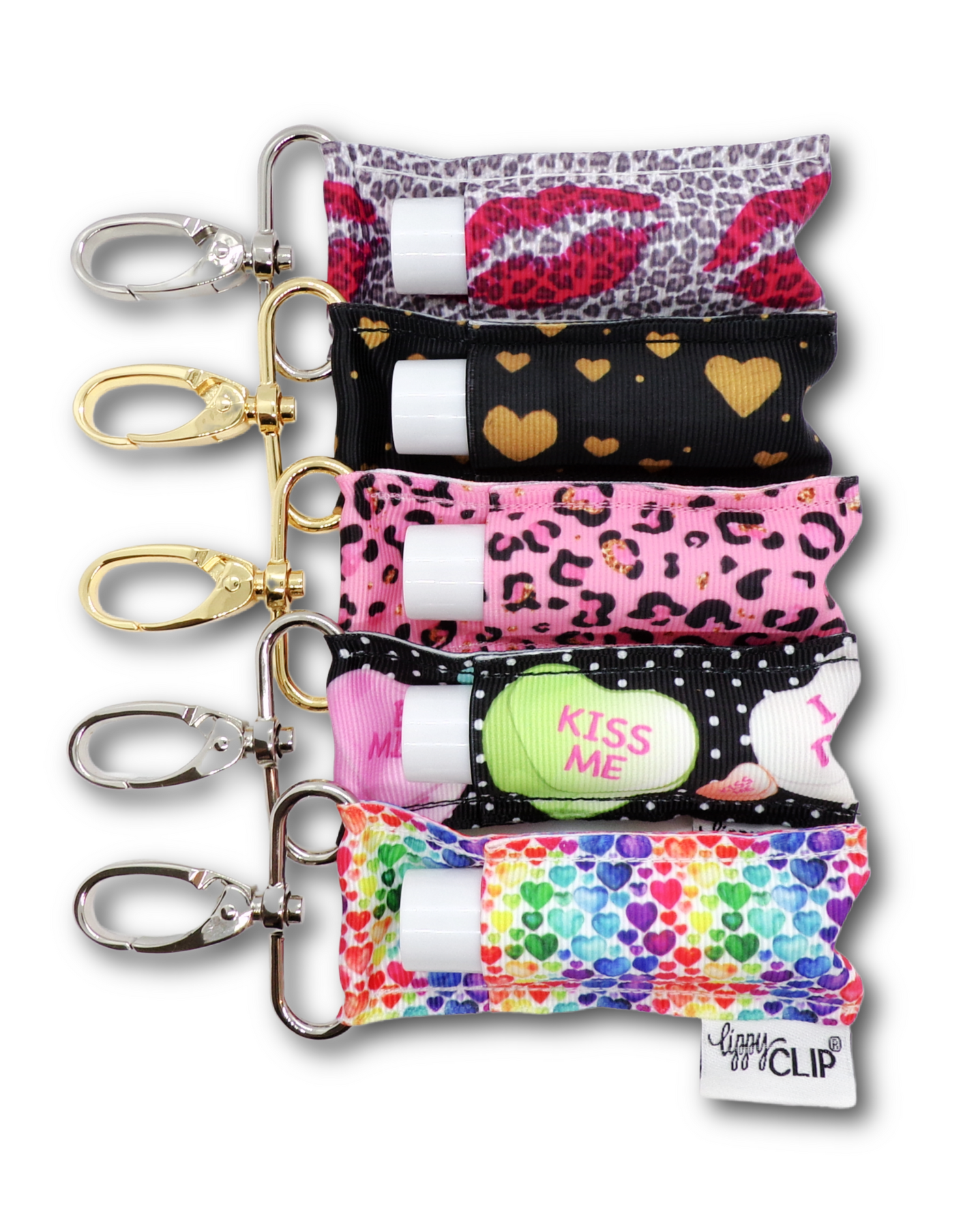 Conversation Hearts Black Polka Dots LippyClip® Lip Balm Holder