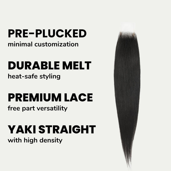 Yaki Straight 2x6 Transparent Lace Human Hair Closure