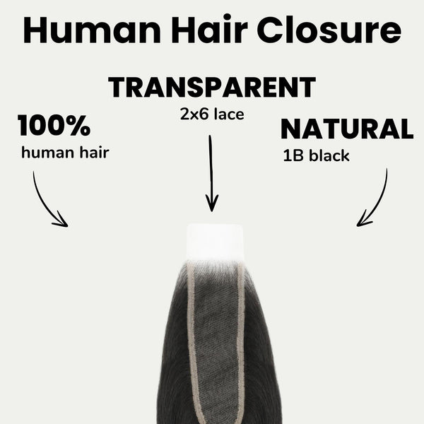 Yaki Straight 2x6 Transparent Lace Human Hair Closure