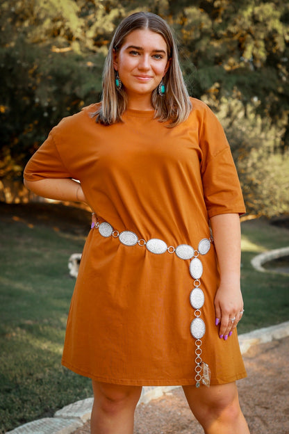 A Weekend In Dallas Oval Clear Crystal Concho Link Belt,Plus Silver Plus Size Belts by Southern Grace | Fleurcouture