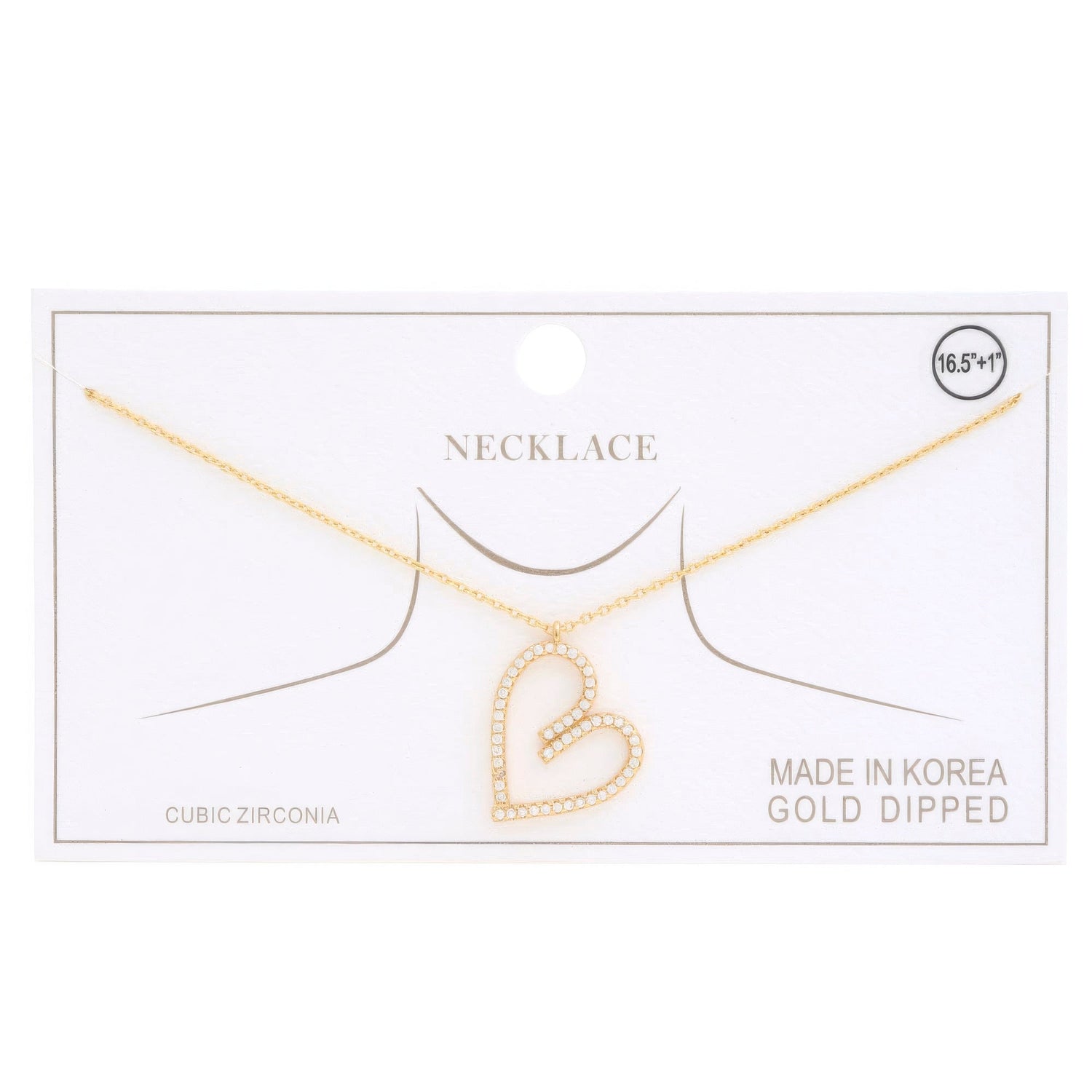 Abstract Heart Rhinestone Gold Dipped Necklace by Fleurcouture | Fleurcouture