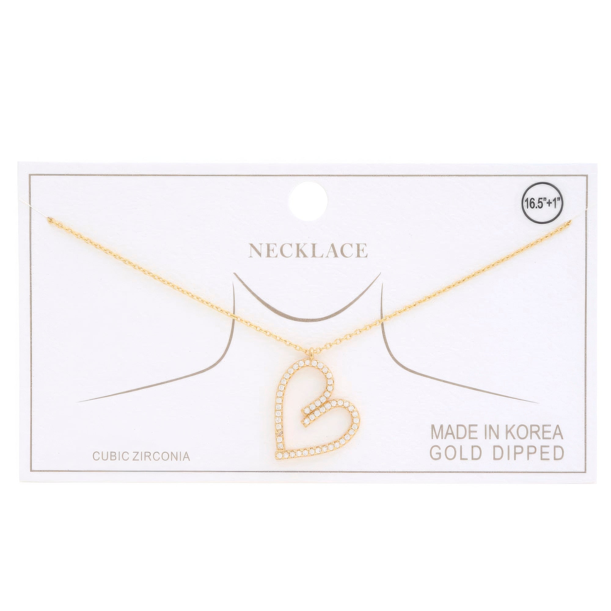 Abstract Heart Rhinestone Gold Dipped Necklace by Fleurcouture | Fleurcouture