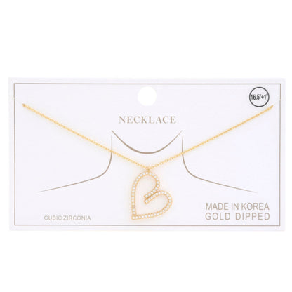 Abstract Heart Rhinestone Gold Dipped Necklace by Fleurcouture | Fleurcouture