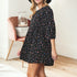 Abstract Polka Dot Bishop Sleeve Mini Dress Black S by EG fashion | Fleurcouture