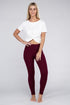 Active Leggings Featuring Concealed Pockets Burgundy S Leggings by Ambiance Apparel | Fleurcouture