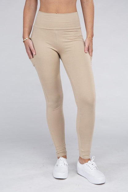 Active Leggings Featuring Concealed Pockets Desert S Leggings by Ambiance Apparel | Fleurcouture