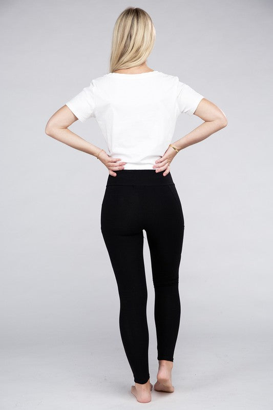 Active Leggings Featuring Concealed Pockets Leggings by Ambiance Apparel | Fleurcouture