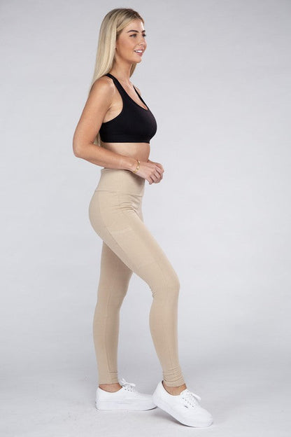 Active Leggings Featuring Concealed Pockets Leggings by Ambiance Apparel | Fleurcouture