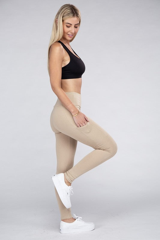 Active Leggings Featuring Concealed Pockets Leggings by Ambiance Apparel | Fleurcouture