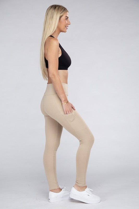 Active Leggings Featuring Concealed Pockets Leggings by Ambiance Apparel | Fleurcouture