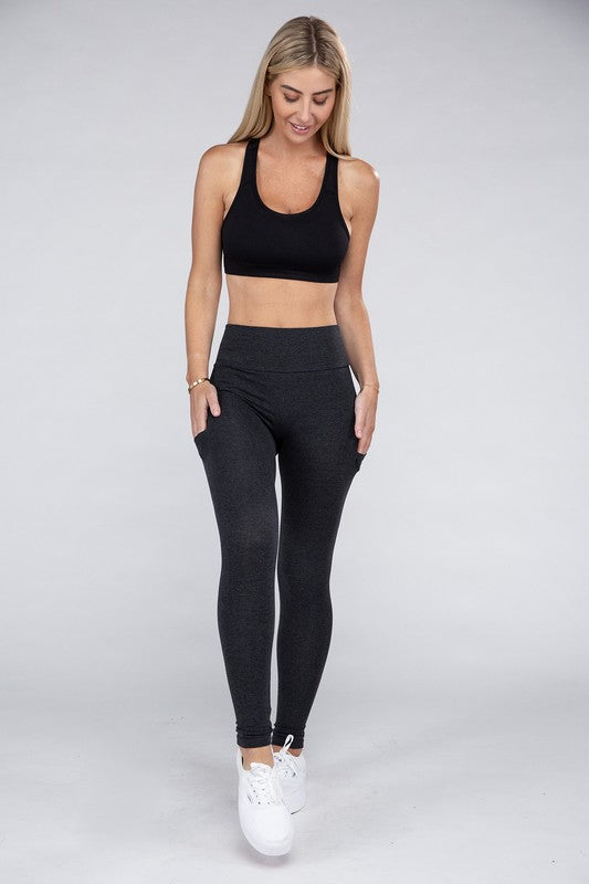 Active Leggings Featuring Concealed Pockets Leggings by Ambiance Apparel | Fleurcouture