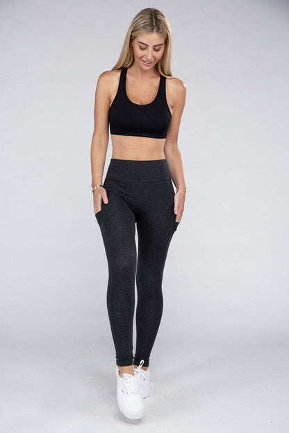 Active Leggings Featuring Concealed Pockets Leggings by Ambiance Apparel | Fleurcouture