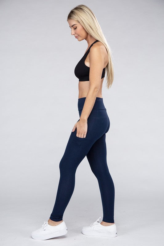 Active Leggings Featuring Concealed Pockets Leggings by Ambiance Apparel | Fleurcouture