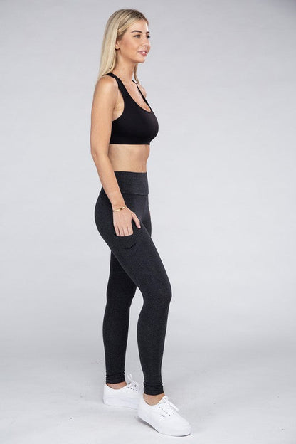 Active Leggings Featuring Concealed Pockets Leggings by Ambiance Apparel | Fleurcouture